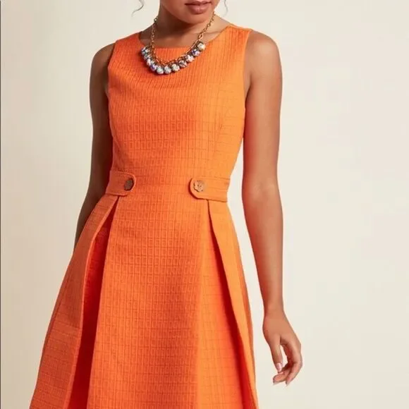 Modcloth So Sixties Textured Dress in Tangerine - Picture 16 of 16